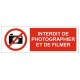 Panneau interdit photos et de filmer