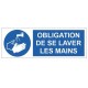 Autocollant obligation de se laver les mains