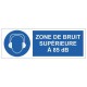 Autocollant zone de bruit 85 dB