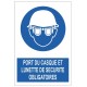 Pictogramme casque lunette et serre tete anti bruit