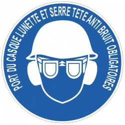 Pictogramme casque lunette et serre tete anti bruit