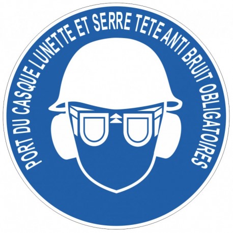 Pictogramme casque lunette et serre tete anti bruit