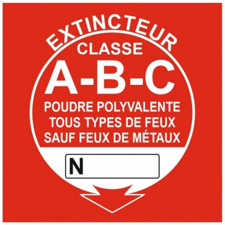Autocollant extincteur Classe A