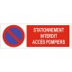 Autocollant stationnement interdit accés pompiers
