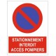 Autocollant stationnement interdit accés pompiers