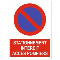Autocollant stationnement interdit accés pompiers