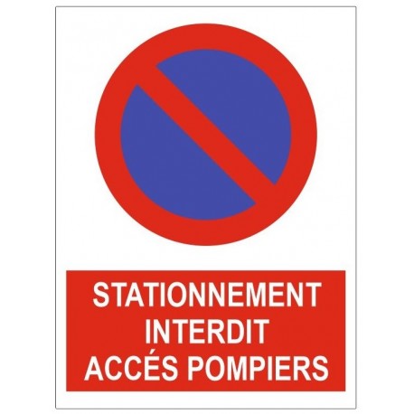Autocollant stationnement interdit accés pompiers