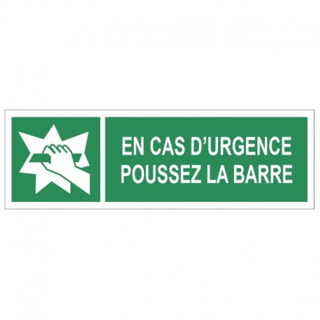 Autocollant en cas d'urgence pousser la barre