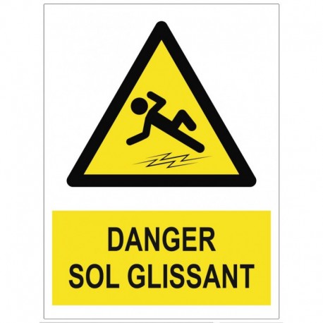 Autocollant danger sol glissant ((w011))