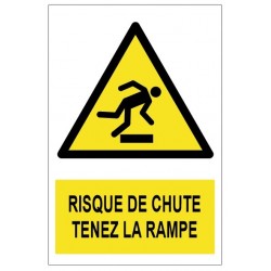 Autocollant risque de chute tenez la rampe