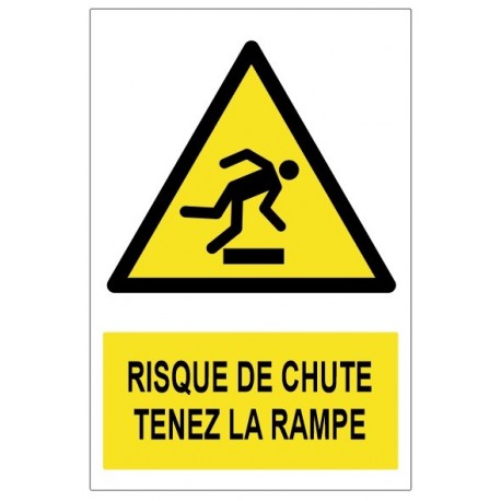 Autocollant risque de chute tenez la rampe