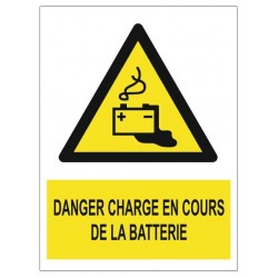 Panneau danger charge en cours de la batterie W026