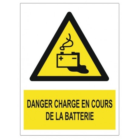 Panneau danger charge en cours de la batterie W026
