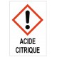 Autocollant acide citrique irritant GHS07