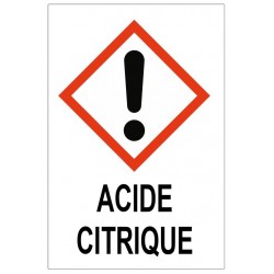 Autocollant acide citrique irritant GHS07