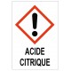 Panneau acide citrique irritant GHS07