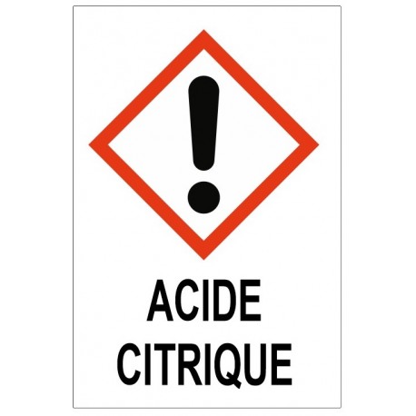 Panneau acide citrique irritant GHS07