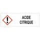 Panneau picto acide citrique irritant GHS07