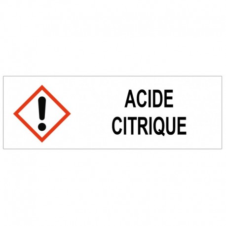 Panneau picto acide citrique irritant GHS07