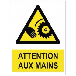 Autocollant attention aux mains