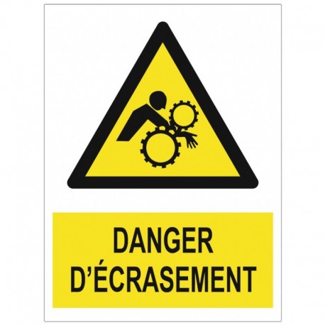 Panneau danger d'écrasement par engrenages