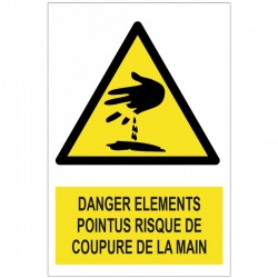 Autocollant risque de coupure de la main