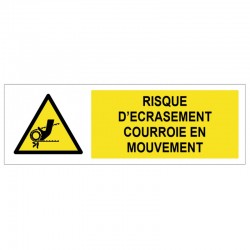 Autocollant risque d ecrasement courroie en mouvement