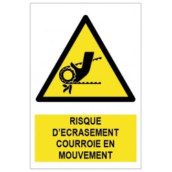 Pictogramme ecrassement courroie en mouvement