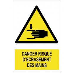 Panneau danger risque d'écrasement des mains W024