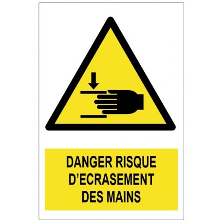 Panneau danger risque d'écrasement des mains W024