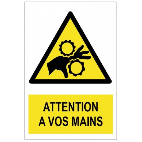 Autocollant attention à vos mains