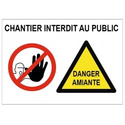 Autocollant interdit au public danger amiante