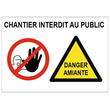 Autocollant interdit au public danger amiante
