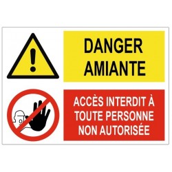 Panneau interdit personne non autorisé danger amiante