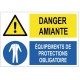 Panneau Danger amiante – Équipements de protection obligatoiress