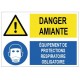 Autocollant danger amiante equipement respiratoire obligatoire