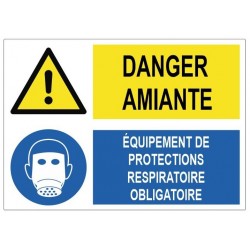 Autocollant danger amiante equipement respiratoire obligatoire