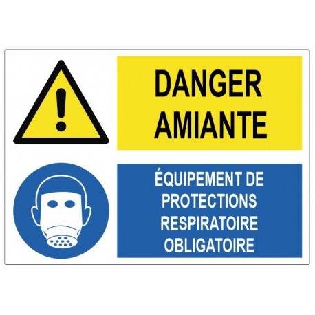 Autocollant danger amiante equipement respiratoire obligatoire