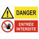 Autocollant danger entrée interdite