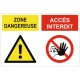 Autocollant zone dangereuse accés interdit