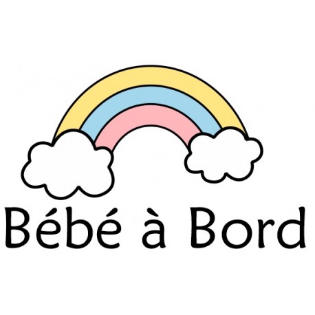 Sticker bébé à bord arc en ciel
