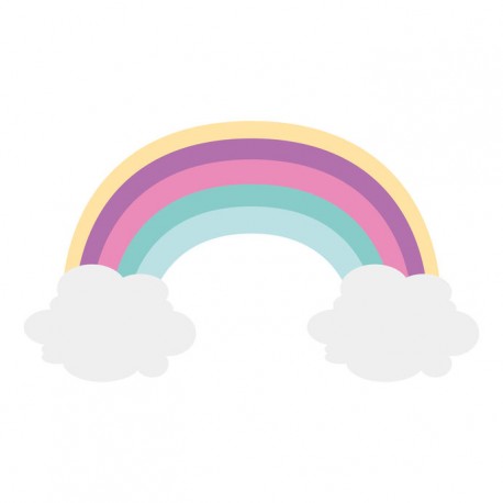 autocollant arc en ciel nuage avec sourire