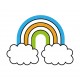 stickers mural arc en ciel nuage fond bleu