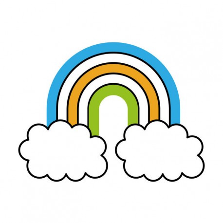 stickers mural arc en ciel nuage fond bleu