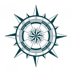 Autocollant boussole noire et blanc