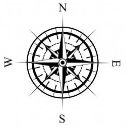 Autocollant boussole bleu