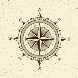 Autocollant boussole deco fleches