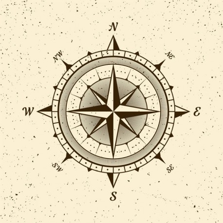 Autocollant boussole deco fleches