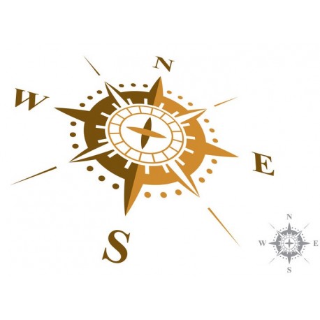 Autocollant muraux boussole noir et blanc