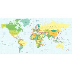 adhesif mural carte monde couleurs